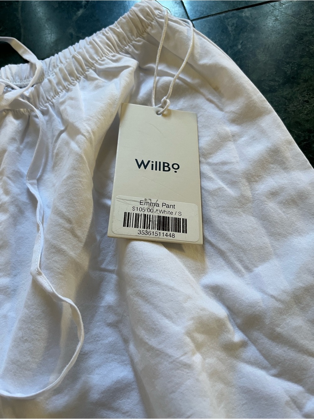 White Drawstring Boot-Cut Pants - Picture 7 of 12